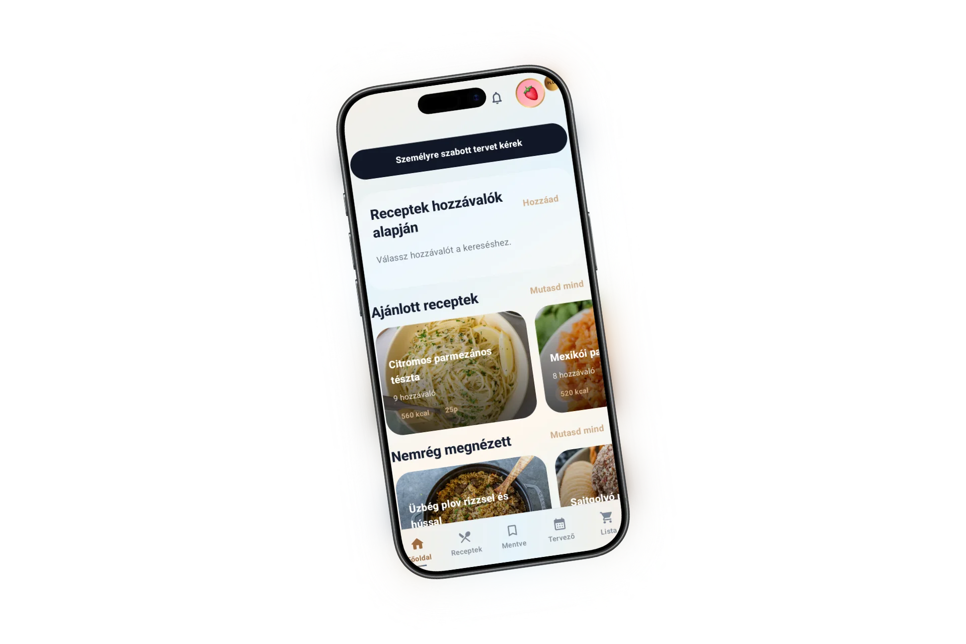 Food4U mobilalkalmazás képernyője