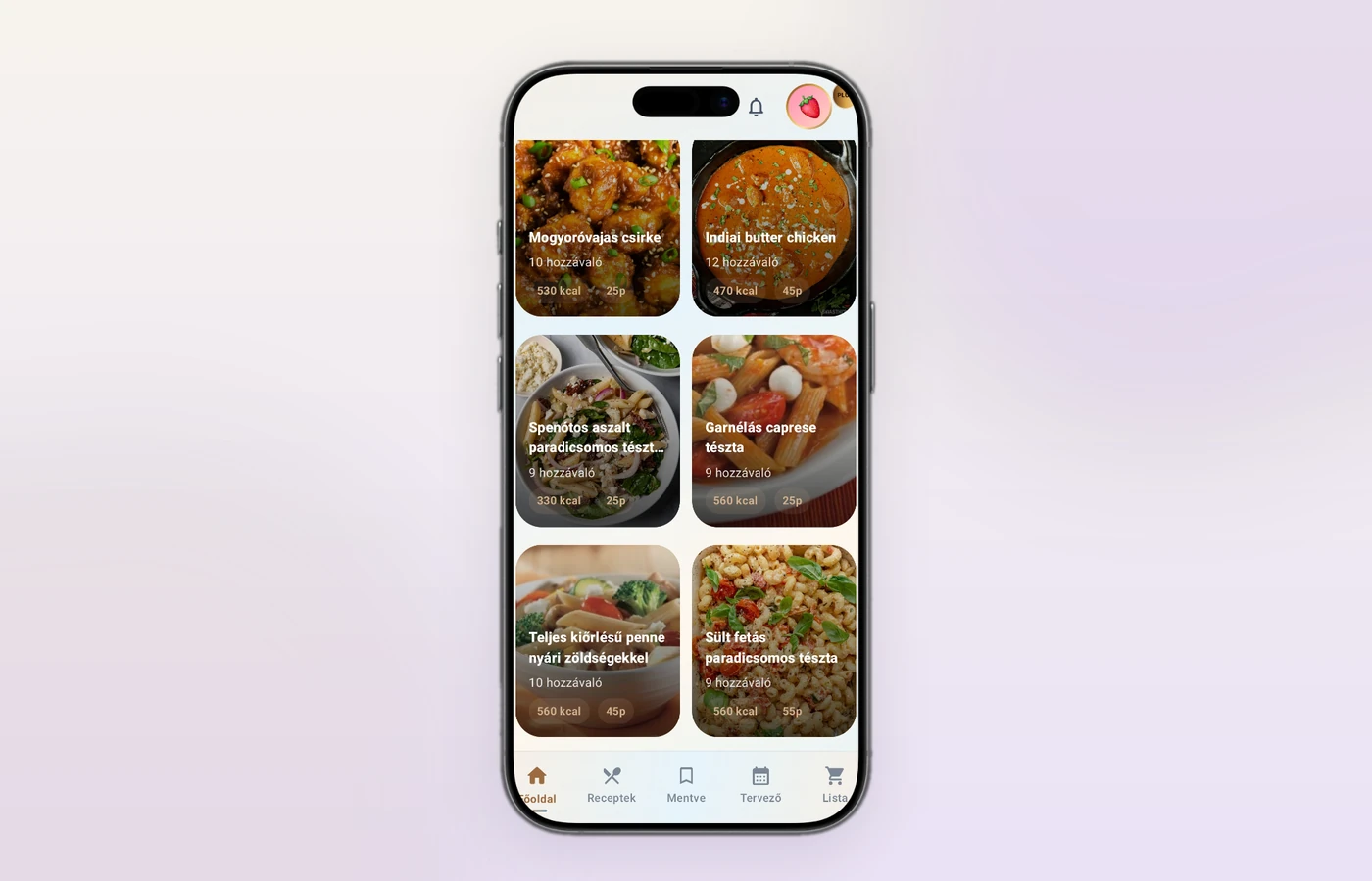 Food4U mobilalkalmazás diétákra szabott receptajánlásokkal és étkezéstervezéssel